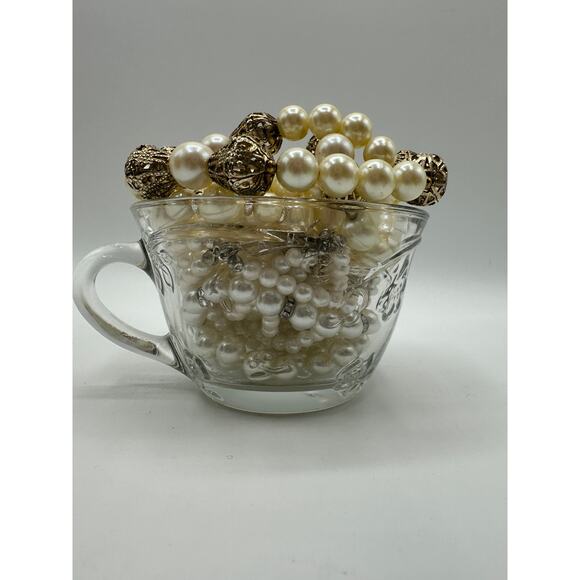Vintage Anchor Hocking Savannah Punch Cup Mystery Pearl Necklace Jar VTG to Mod - Picture 2 of 4
